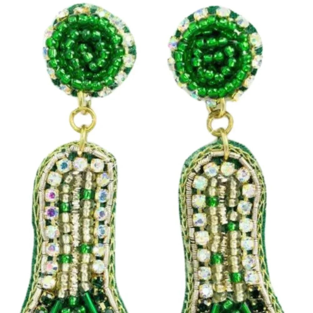 VIOLA Seed Bead Champaign‎ Bottle Earrings NWT
